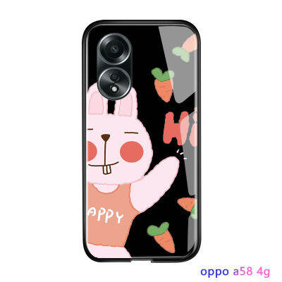 GGK เคสสำหรับ OPPO A58 4G สุดหรูตัวการ์ตูนน่ารักบรอนแบร์ดีไซน์สำหรับปาร์ตี้เคสมันวาวกันกระแทกเคสฝาหลังกระจกเทมเปอร์