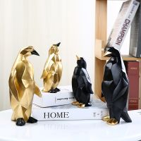 Farmhouse Home Decor Collection Penguin Tabletop Decorative Figurine 3D Paper Folding Effect Finish,Penguin Sculpture Polyresin