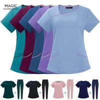 High Quality Short Sleeve Scrubs Set Multicolor Jogger Style Top&amp;pants Women Hospital Uniform Medical Suits nursing Suits Clothing