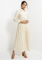 Zalia - Linen Shirt With Pleat Skirt Set