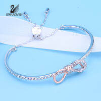 2022 New Swarovski Genuine Women Romantic Two Tone Ribbon Bracelet Bracelet