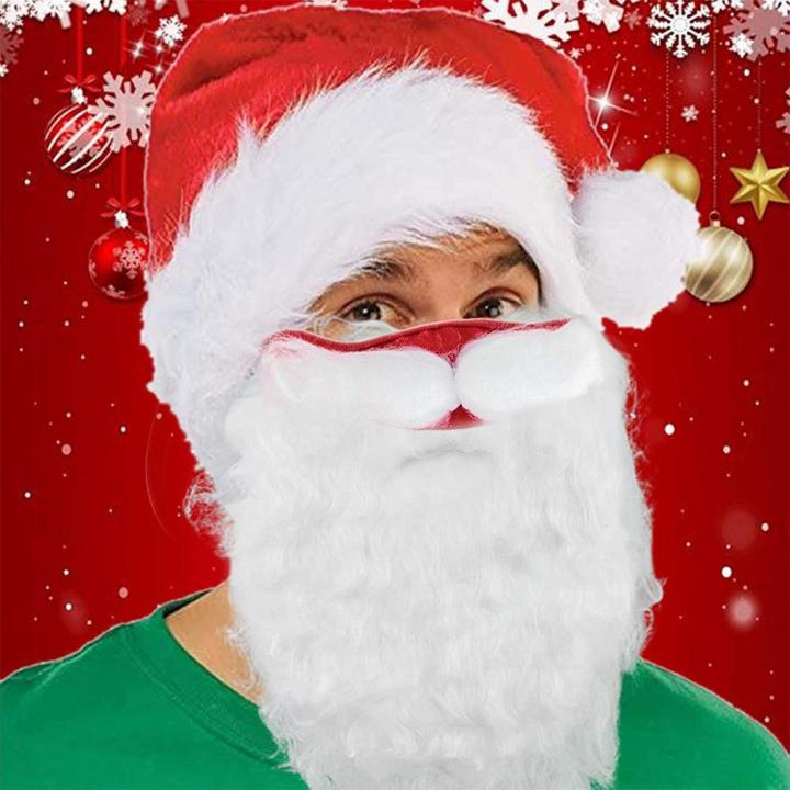 hotchristmas-ซานตาคลอสหมวกตลกเคราหน้ากากคอสเพลย์สำหรับผู้ใหญ่ถุงมือคิ้วเครื่องแต่งกายปีใหม่คริสต์มาสพรรคตกแต่ง-n-avidad