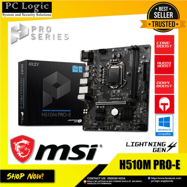 MSI H510M PRO E DDR4 Lightning Gen 4 PCIE MATX Motherboard Supports