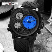 SANDA 3นาฬิกานาฬิกาควอตซ์ผู้ชายกีฬา LED นาฬิกา50M กันน้ำ ElectronicWristwatch นาฬิกาปลุก Relogio