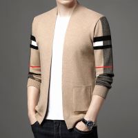 Mens Cardigan Contrast Fashion 2023 New Casual Knitted Sweaters Man Clothes