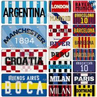 【YF】♝  Artisian Ctiy License Plate MILAN Barcelona Metal Plaque Tottenham LIverpool Manchester Decortaive Car Sign Wall