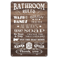 Celestineor ป้ายโลหะดีบุกวินเทจสำหรับห้องน้ำ WC Washroom Decor-กฎห้องน้ำ Cat Quote Wall Decor With Retro Design