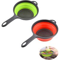 LMETJMA Collapsible Colander with Handle Kitchen Collapsible Strainer with Sturdy Plastic Base Folding Strainer Colander JT111 Colanders Food Strainer