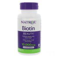 (Exp02/24) Natrol Biotin 10000mcg 100 Tablets สูตรเข้มข้นสูงสุด บำรุงผมและเล็บ