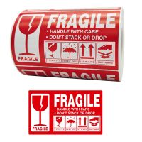 500pcs Fragile Stickers Warning Label Sticker Handle With Care Dont Stack or Drop Sticker Shipping Express Label for Goods