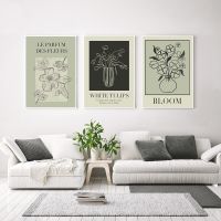 Neutral ดอกไม้ภาพ Wall Art ภาพวาดผ้าใบ-Nordic บทคัดย่อบทคัดย่อ Botanical Line โปสเตอร์และพิมพ์สำหรับ Home Art Decor-ยอดนิยมตกแต่งบ้าน