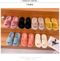 [COD] 2021 autumn and winter new fresh slippers womens outerwear flat bottom comfortable home one-word floor