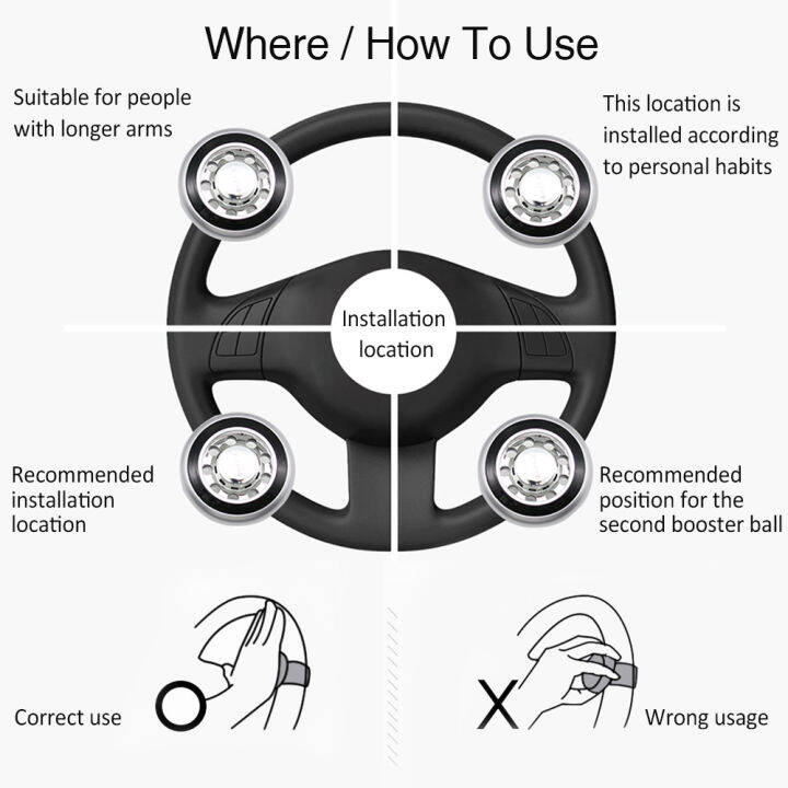 hozzen-รถพวงมาลัย-booster-แบริ่งโลหะ-power-handle-รถอุปกรณ์เสริม360องศาหมุน-universal-fit-turning-spinner-ลูกบิด-ready-stock