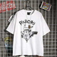 T-shirt Pikachu pattern top Short-sleeved shirt, five-quarter sleeves [S-5XL ]