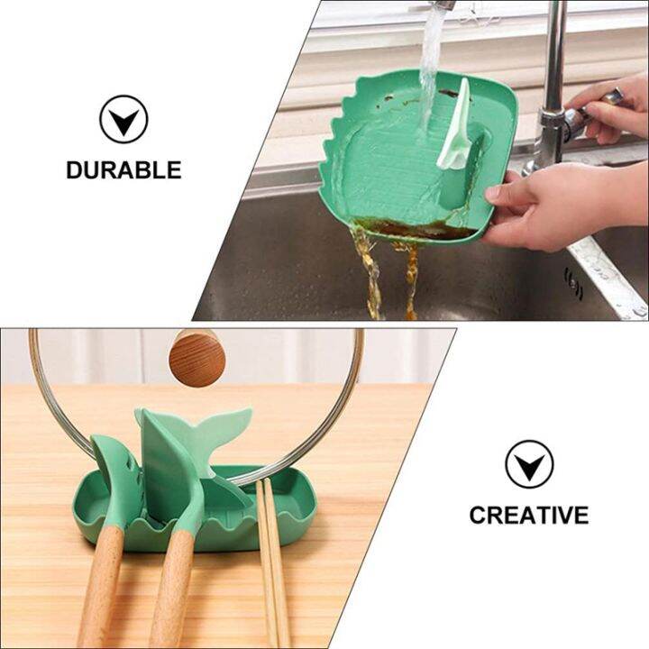 2-pieces-of-spoon-holder-and-lid-holder-bracket-rack-multifunctional-plastic-whale-tail-shaped-lid-tray-kitchen-tool