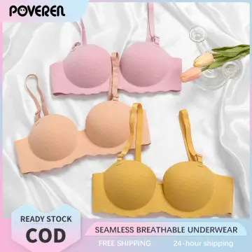Delivery in 3 Days] POVEREN M-2XL Women Bra Sport Breathable Hollow Out Bras  Padded Bra Plus Size Wireless Push up