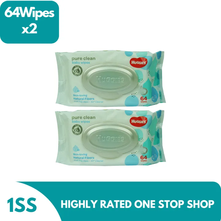 Huggies Baby Wipes Pure Clean 64 Wipes set of 2 Lazada PH