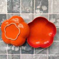 ฝรั่งเศสสีเย็น Le Creuset Macaron 20เซนติเมตรดอกไม้จานลึกสโตนแวร์ชายามบ่าย