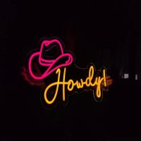 Western Howdy cowboy hat led neon sign North American greeting neon sign cowboy party decoration led light bar shop decoration