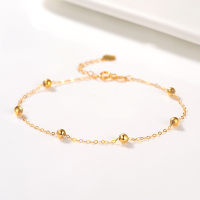 XF800 18K Gold Anklet for Womens Fine Jewelry Real AU750 Solid Round Ball Sliding Pure Gold Adjustable Chain Luxury Gift B511