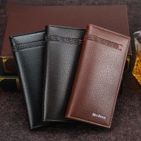 Men Wallet Vintage Business Leather Frosted Long Wallets Coin Pocket Billetera Hombre Man Purse Male ID Card Holder Money Bag Card Holders