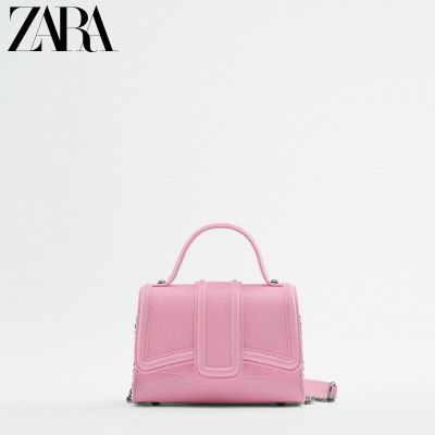 กระเป๋าใหม่ฤดูใบไม้ผลิและฤดูร้อน ZARA ผู้หญิงสีลูกอมสีชมพูสะพายพาดลำตัวขนาดเล็กเขียวขาวโซ่กระเป๋าสี่เหลี่ยมเล็กพอดีกระเป๋าสะพายไหล่