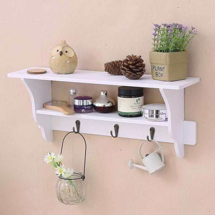 2 Layer Wooden Wall Rack Shelf Wall Hanging Decoration Creative