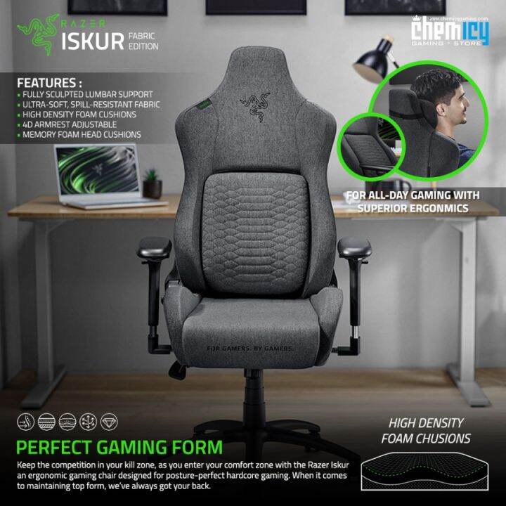 Razer Iskur Fabric Gaming Chair / Kursi Gaming Dark Gray Lazada