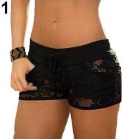 Pants Clubwear Rise Low Summer Color Solid Through See Lace Women Sexy