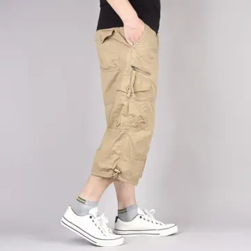 Mens cropped hot sale cargo trousers