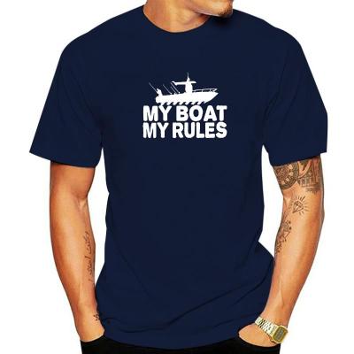 Men My Boat My Rules T-SHIRT Fishinger Angler Bait Carp Fisherman Funny Gift Birthday Sleeve T Shirt Summer Tee Tops Clothing