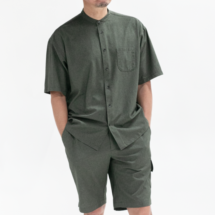 takeo-kikuchi-เสื้อเชิ้ตแขนสั้น-dotair-primeflex-easy-mandarin-ss-shirt