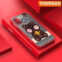 YIWESAN เคสปลอกสำหรับ Samsung กาแลคซี M31 A31พิมพ์ลายการ์ตูนหมีบางกรอบซิลิโคนเคสโทรศัพท์แบบแข็งมีน้ำค้างแข็งโปร่งใสด้านข้างเคสกันกระแทกคลุมทั้งหมดป้องกันเลนส์กล้อง