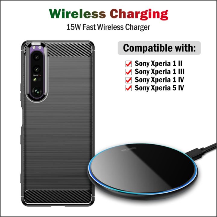 ✥ 15W Fast Qi Wireless Charger for Sony Xperia 1 II III IV Xperia 5 IV Wireless  Charging Pad Acrylic Breathing Light Gift Case 