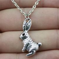 New Fashion Jewelry Simple 29x19mm Rabbit Pendant Necklace For Women Gift 2 Colors Silver Color Plated Antique Bronze Plated Fashion Chain Necklaces