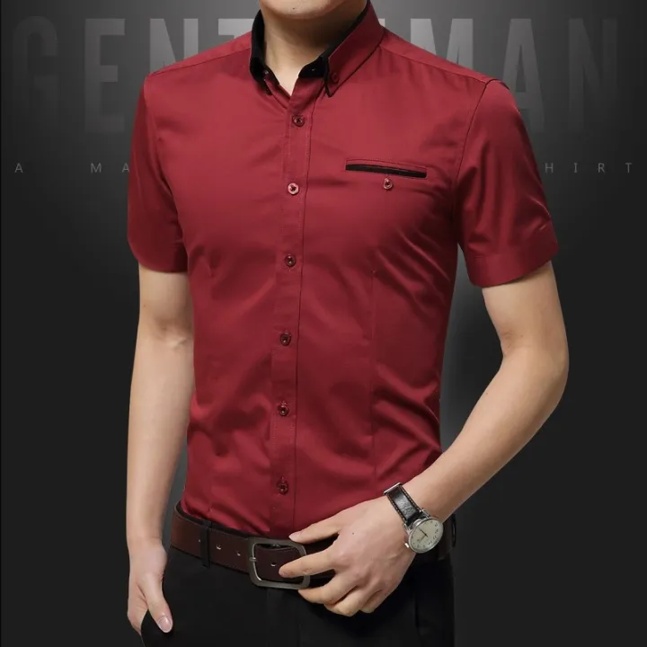 men-business-shirts-short-sleeve-formal-shirt-m-5xl-เสื้อเชิ้ตแขนสั้น-สีพื้น-สไตล์แฟชั่น-สำหรับผู้ชาย