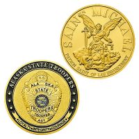 Alaska State Troopers Challenge Coin US Saint Micheal Gold Plated Souvenirs And Gifts Home Decorations Commemorative Coins