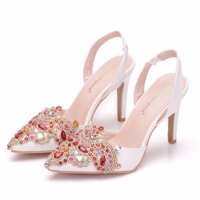 Crystal Queen Women Bridal Wedding Shoes Platform High Heel Red Rhinestone Crystal Peep Toe Bride Bridesmaid ladies Prom Pumps