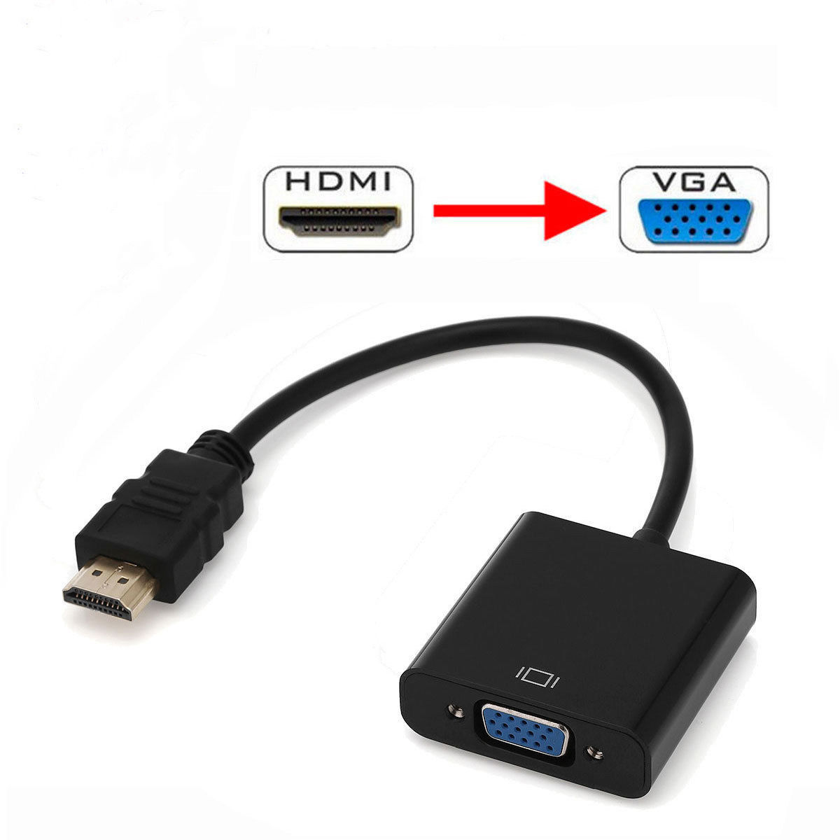 1080P HDTV HDMI KE kabel HDMI Penyesuai VGA KE penukar Audio Analog lelaki KE perempuan untuk projektor peti TV Laptop PC (Penyesuai HDMI KE VGA) HDMI male VGA