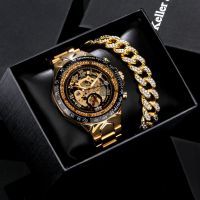 ZZOOI Automatic Mechanical Watch Men Luxury Brand Gift for Male with Gold Rhinestones Bracelet Fashion Mechanical Watch Men Reloj