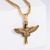 ANGLANG Vintage High Quality Stainless Steel Punk Animal Eagle Pendant Chain Necklace Mens and Womens Pendant Necklace Gift