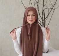 【YF】 Fashion Plain Bubble Chiffon Hijab Scarf with Rope Convenient Women Hijabs Wrap Muslim Shawls Scarves Turbanet Headscarf