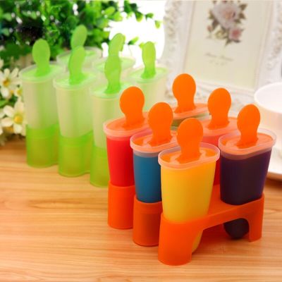 4 6 8 Cells Ice Cream Mold Lolly Mould Randomly Color Platsic Popsicle Maker Kitchen Tools Ice Cube Molds DIY Summer Accessories Ice Maker Ice Cream M