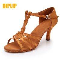 【Dog Egg Shop】 DIPLIP ร้อนสุภาพสตรีรองเท้าเต้นรำละตินผู้ใหญ่สาวห้องบอลรูมเต้นรำนุ่มรองเท้าแทงโก้ซัลซ่าบอลรูมรองเท้าส้นสูง5/7เซนติเมตร