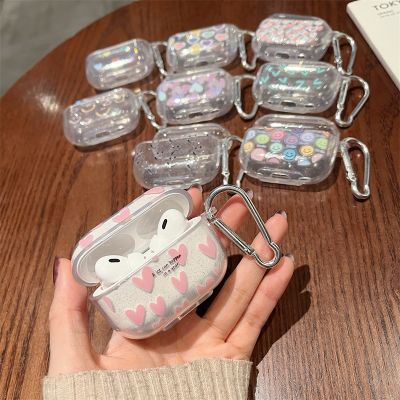 For AirPods Pro 2nd Case Glitter Shiny Cartoon Soft Silicone Cover For AirPods 3 1 2 Girls Colorful Heart Earphone Charging Box