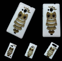 For Nokia Lumia 820 710 430 535 540 550 640 XL 610 650 730 735 929 930 950 1320 3 5 6 8 Sirocco 603 3D Cute Retro Metal Owl Branch Back Hard Case Cover