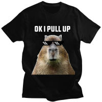 Fashion Ok I Pull Up Capybara Print Tshirt Mens Loose Tshirts Pure Cotton Gothic T Shirt Vintage Gildan Spot 100% Cotton