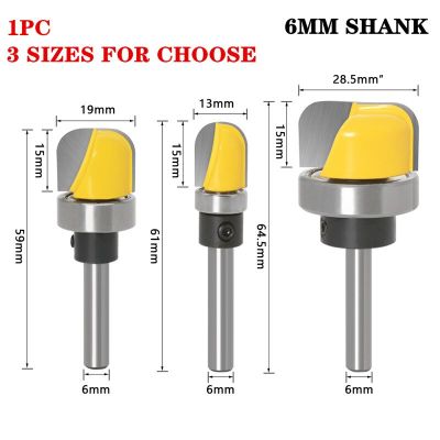 1Pc 6mm Shank Bowl Tray Template Router Bit เครื่องตัดมิลลิ่งขลุ่ยสองชิ้นเส้นผ่านศูนย์กลาง 13mm / 19mm / 28.5mm Carbide Cutters