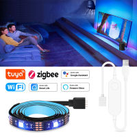 สมาร์ท Zigbee USB ไฟ LED Tuya WiFi RGB LED Strip Dc5v 5050สมาร์ท LED กลับโคมไฟกระทะกับ Alexa Home