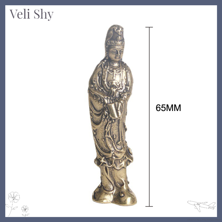 veli-shy-รูปปั้นพระพระพุทธรูปกวนอิมทองแดงโบราณสำหรับห้องนั่งเล่นเครื่องประดับหุ่นพระพุทธรูปงานฝีมือของตกแต่งบ้าน